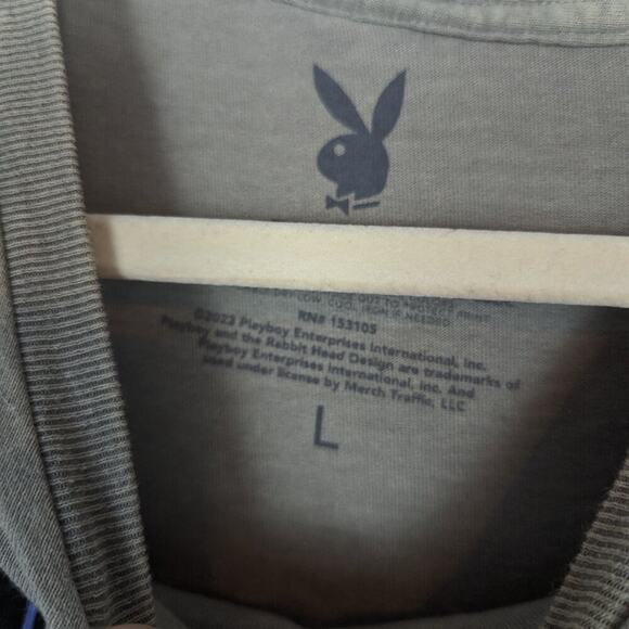 Playboy Unisex Top Officially Licensed Tan Tie Dye Blue Bunny Graphic Tee Size S - Picture 5 of 5